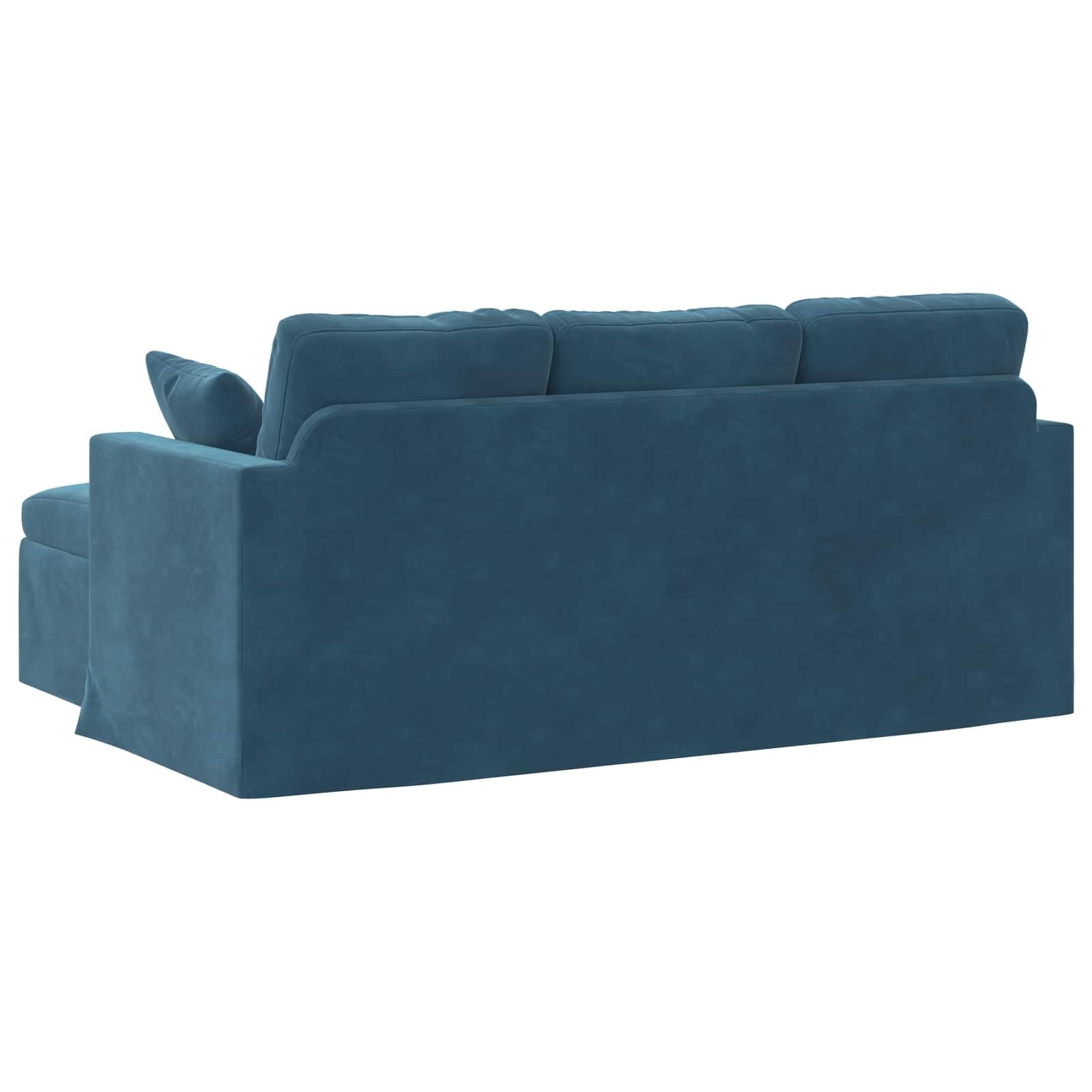 Divano blu 178 x 134 x 80 cm in velluto con telaio in metallo e braccioli in legno, piccolo divano ergonomico per soggiorno e lounge mobili esterni, comodo divano per momenti di relax