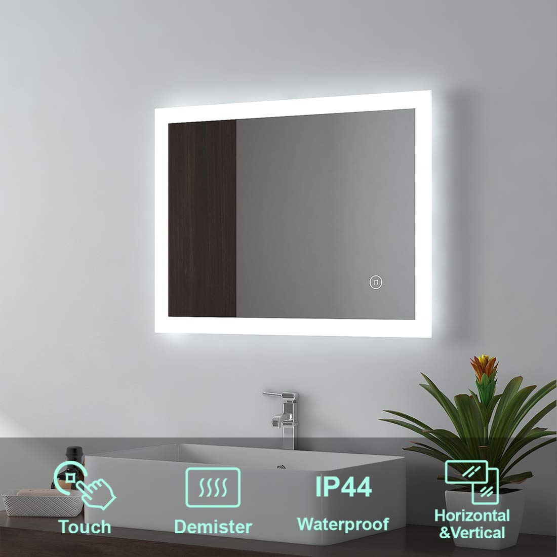 Buy EMKE 450 X 600 mm Illuminated Backlit LED Bathroom Mirror, Wall ...