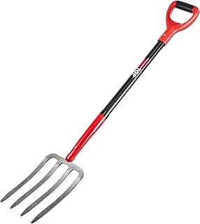 4-Tine Heavy Duty Pitchfork Digging Fork Garden Fork Pitch Forks with Fiberglass Handle for Gardening, Hay,Digging Potatos,43 inches