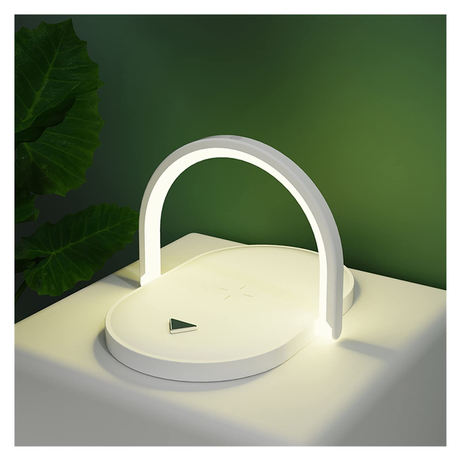 Caricabatterie Wireless veloci da 15 W for Supporto for Caricabatterie a induzione for Telefono con Lampada scrivania illuminata di Notte Compatto e Potente(White)
