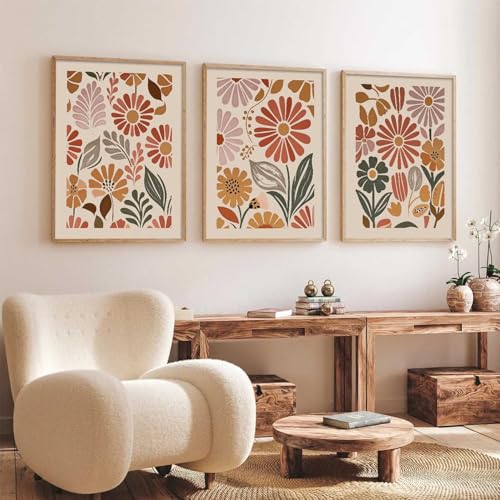 Image of HOTHOUSE Boho Painting Wall Art Home Decoration Paintings With Frame For Living Room Bed Room Hotel Wall Decor Digital Reprint Set of 3 (10X13 inch)