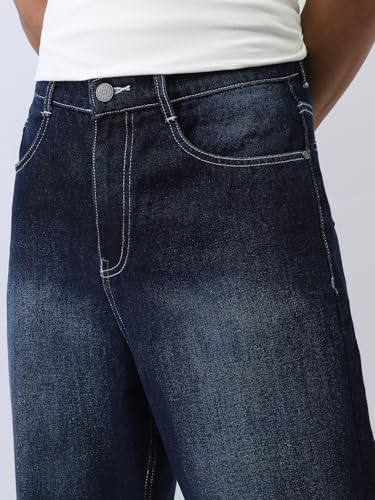 Image of Urbano Fashion Men's Loose Baggy Fit Washed Jeans Non-Stretchable