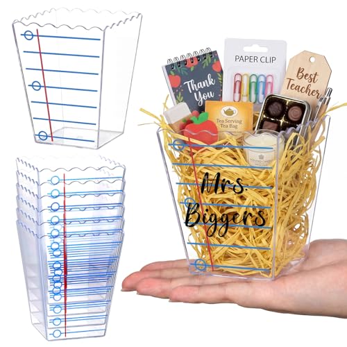 Image of Mimorou 6 Pcs Back to School Teacher Gift Box Container Notebook Pencil Composition Book Crayon Popcorn Candy Jar Containers Holders for First Day of School Party (Lined Style)
