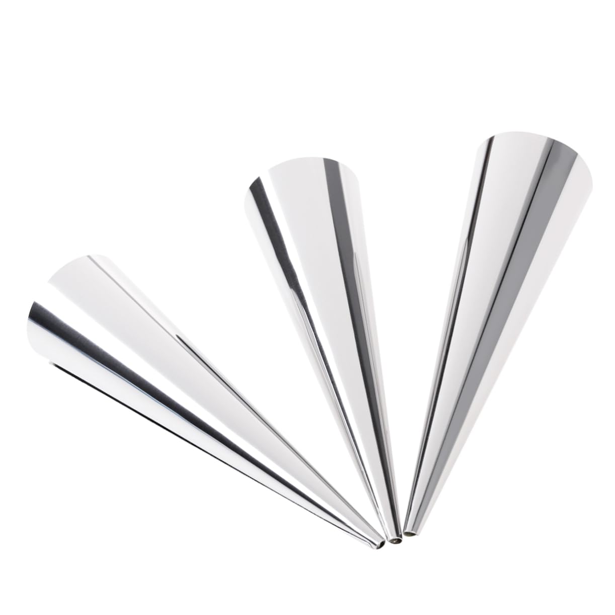 KICHOUSE Horn Cake Baking Mold Large Size 3pcs Stainless Steel Croissants Molds Perfect for Diy Pastry