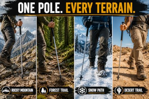 Image of Stainless Steel Stick Foldable Pointer Compact Magical, Extendable Wand with Comfortable Grip & Hiking Stick, Extendable Wand with Non-Slip Grip