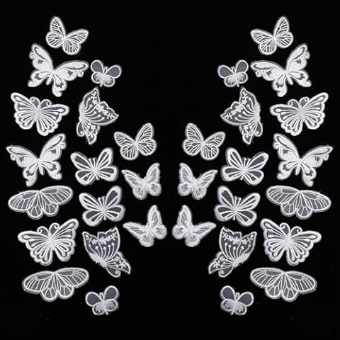32 Pcs White Lace Butterfly Applique Patches Cover