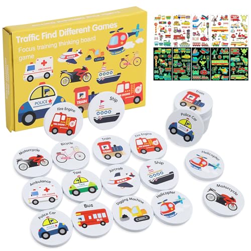 Gioco di memoria, giocattoli in legno di memoria per bambini dai 3 4 5 anni, Montessori Giocattoli Memo Gioco, Veicoli Memory Matching Gioco Bambini Giochi Educativi Gioco Memo Gioco di Carte per