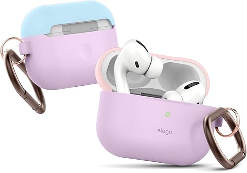 Miniatura 2 de elago Duo AirPods Pro - Funda con llavero diseñada para Apple AirPods Pro, 2 tapas + 1 cuerpo (LED frontal visible) rosa encantador, azul pastel +