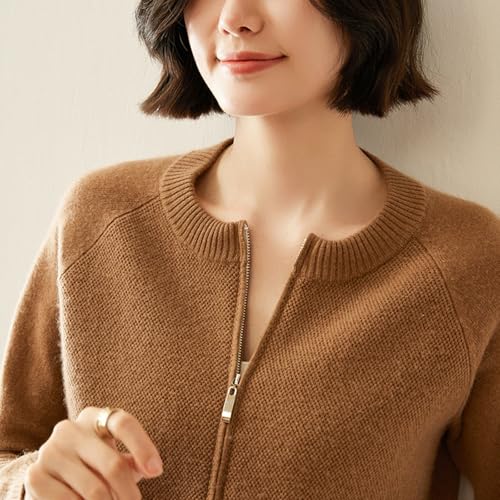 Women’s Cashmere Blend Merino Wool Crew Neck Knit Cardigan Sweater Long Sleeve Full Zip Outwear Sweatshirts Jacket3