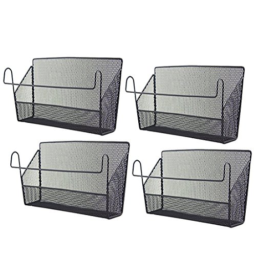 Lommer Panier de Rangement, Lot de 4 Panier de Chevet Lit Superposé Poche de Lit Panier Support de Conteneurs pour Boisson Tasse Serviette en Papier Livre Lampe de Poche Jouet (Noir)