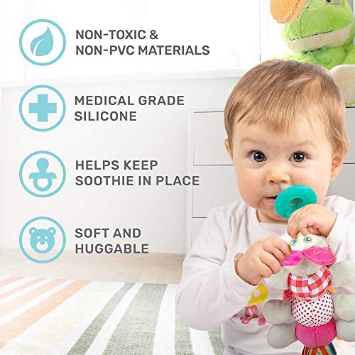Image of Caterpillar Stuffed Animal Detachable Pacifier Holder, Latex-Free Soother with Stuffed Toy, Calming and Easy to Clean Baby Stuff, Newborn Pacifier- BabyLuv