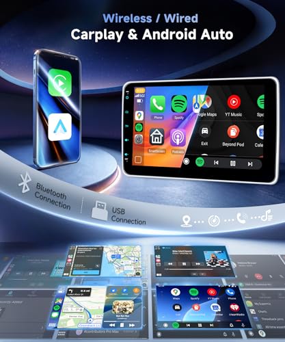Radio para auto 1 Din con pantalla táctil de 10 pulgadas miniatura 2