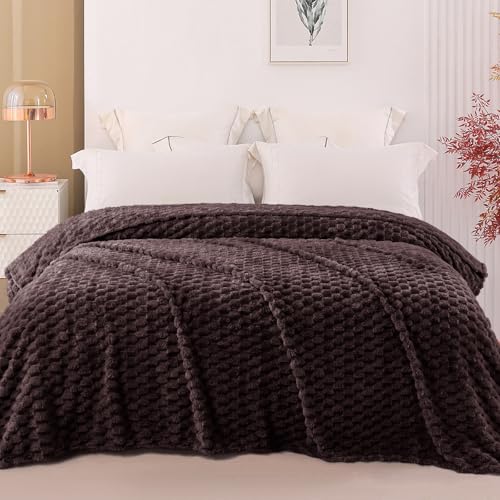 Image of Exclusivo Mezcla Fleece Twin Blanket for Bed, Extra Large Fuzzy Coffee Bed Blankets, Soft Cozy Plush Sofa Throws for All Seasons, 90x66 Inches