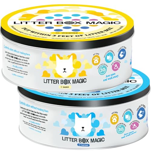 Litter Box Magic Cat Litter Deodorizer Jar (1 Fresh Scent and 1 Fragrance Free, 16 Oz, Pack of 2) - Cat Litter Odor Absorber Gel - Litter Box Pet Air Freshener - Litter Odor Eliminator to Freshen Air -  1Fresh1Unscented