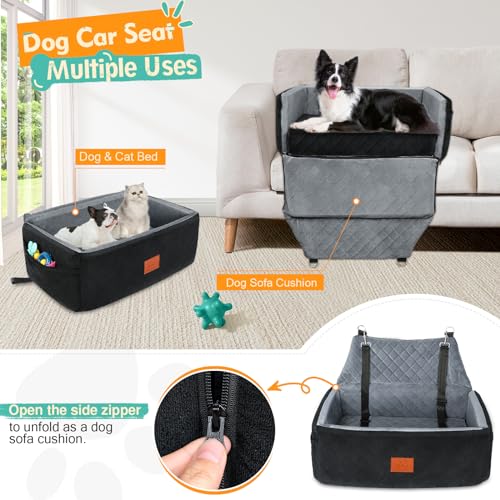 Dog Car Seat for Large Medium Dog,Washable Pet Car Seat for Dogs Under 55 lbs or 2 Small Dogs,Multi-functional Dog Booster Seat with Thick Cushion,2 Safety Leashes Dog Sofa Cushion & Travel Dog Bed Dog Car Seat for Large Medium Dog,Washable Pet Car Seat for Dogs Under 55 lbs or 2 Small Dogs,Multi-functional Dog Booster Seat with Thick Cushion,2 Safety Leashes Dog Sofa Cushion & Travel Dog Bed