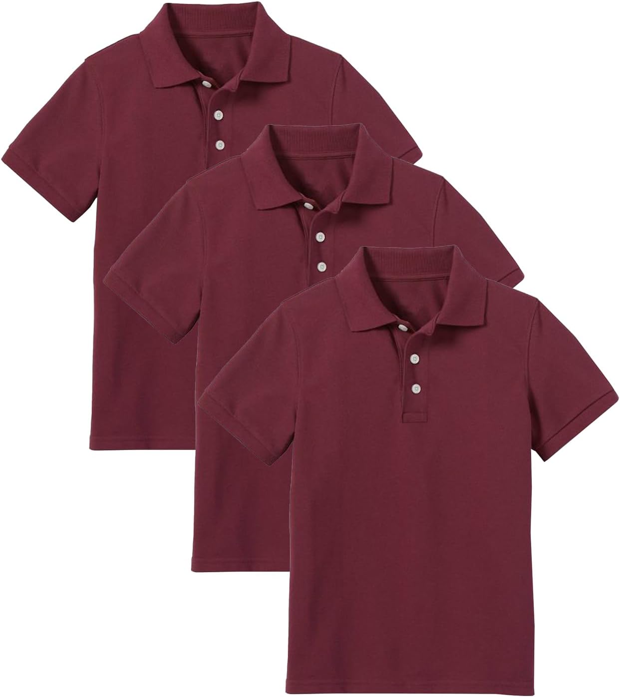 Galaxy by Harvic 3- Pack Boys Pique Polo T Shirt, Casual Cotton Blend Polo Short Sleeve for School Uniform, (XS-2XL)