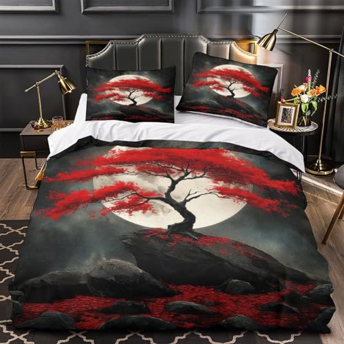 Housse de couette effet 3D confortable parure de lit rouge - 2