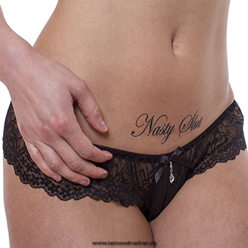 5 x"Nasty Slut" temporary Tattoo Lettering in black - Sexy Kinky fetish Tattoo (5)