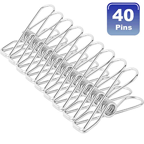 NORTHERN BROTHERS Clothes pins 40 Pack,2 Inch Multi-Purpose Stainless Steel Wire,Cord Clothes Pins