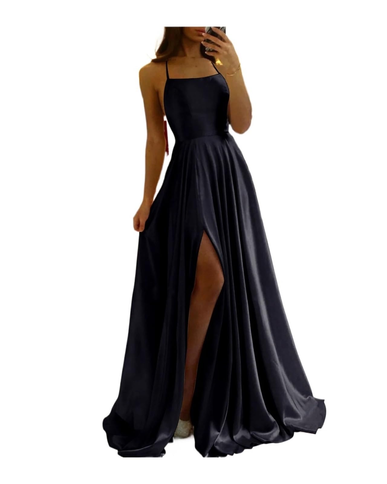 Vestido Dama de Honor Vestido De Dama Honor Azul For Bodas, Vestidos Fiesta Graduación con Tirantes Finos Sexys For Mujer, Largos para la Boda