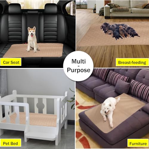 Image of BAMY 2 Pcs Washable Dog Pee Pads Absorbs Urine Pet Training Pads Non-Slip Waterproof Doggie Whelping Pad Reusable Dogs Mat Solid Brown Gray Blue Pink (Khaki, M (28x20 inch))