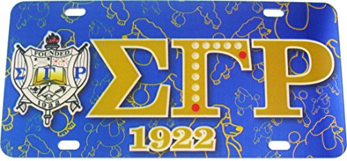 Cultural Exchange Sigma Gamma Rho Symbol Crest Mirror License Plate [Blue - Car/Truck]
