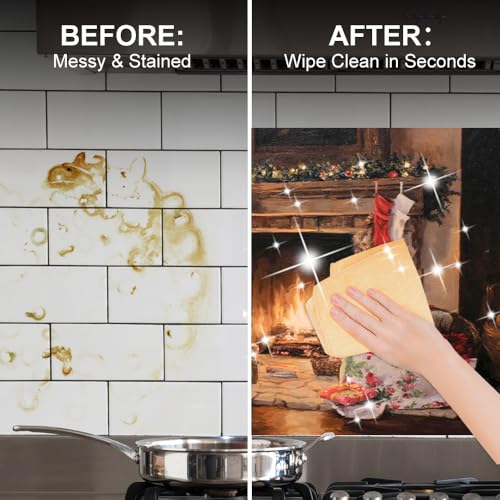 Image of Christmas Tree Fireplace Backsplash Peel and Stick, 35.4x23.6 in