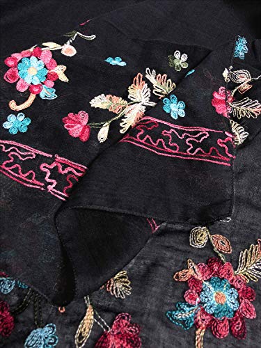 DAMILY-Foulard-Femme-Imprime-Brode-Floral-Echarpe-Legere-a-Fleurs-Etole-Chale-en-Coton