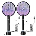 PALONE 2 er Racchetta Zanzare Elettrica, 4000V con USB Ricaricabile LED 2-In-1Racchetta Zanzare Elettrico, Protezione Maglia a 3 Strati, Adatto per Casa Giardino Campeggio Interni ed Esterni