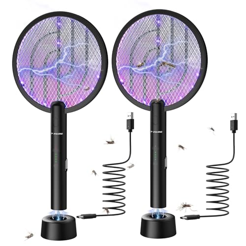 Immagine prodotto: PALONE 2 er Racchetta Zanzare Elettrica, 4000V con USB Ricaricabile LED 2-In-1Racchetta Zanzare Elettrico, Protezione Maglia a 3 Strati, Adatto per Casa Giardino Campeggio Interni ed Esterni