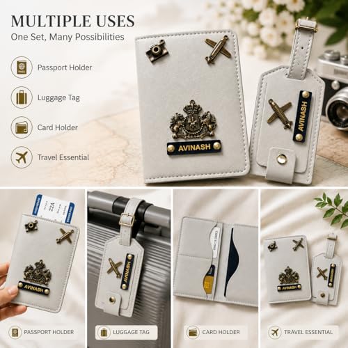 Image of Eco Leather Unisex Passport Cover and Luggage Tags (Beige)