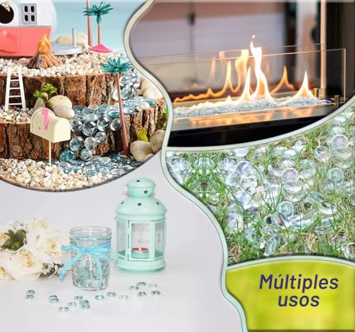 Miniatura 8 de Arsuk Guijarros Cuentas De Vidrio Y Guijarros Pepitas De Vidrio Gemas De Forma Redonda Piedras Decorativas Para Jarrones Acuarios Velas Flotantes 170-180piezas 0.955 Kg De Guijarros Transparentes