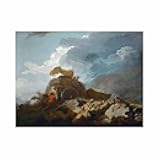 NBKJCO The cart stuck in the mud-Jean Honore Fragonard Wall Art Print on Canvas Art Poster Paintings Reproduction Canvas Picture for Living Room Decor Aesthetic Office Home Decor,Unframed,50x65cm