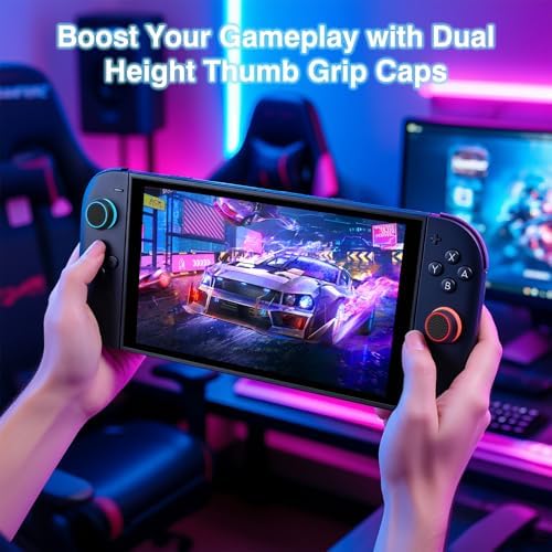 DLseego 4PCS Thumb Grips Designed for Nintendo Switch 2 (2025), Soft Silicone Joycon Analog Controller Protective Anti-Slip Cover Button Joy Con Joystick Caps Covers, Circle - White Black - 3
