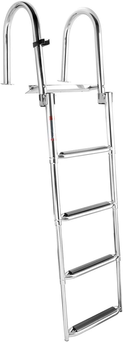 Weyleity 4 Steps Removable Premium Stainless Folding Rear Entry Pontoon Pool Boat Ladder : Sports & Outdoors
