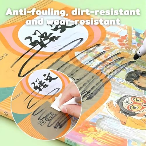 Image of RUCON 60-Piece Self-Adhesive Book Cover Set - Waterproof & Transparent Protective Film for School Textbooks & Notebooks - 3 Multi-Size Combo (A4, 16K, 22K) - Bubble-Free Clear Plastic Sheets