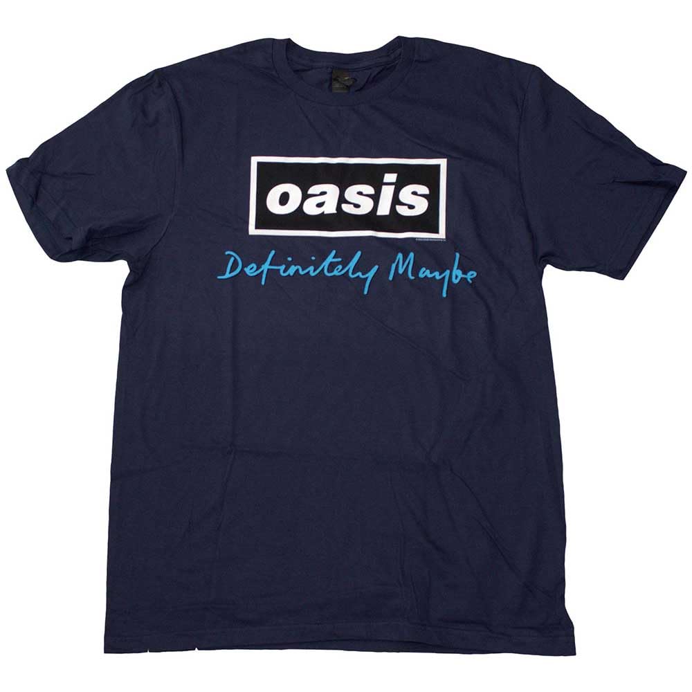 Rock Off officially licensed products Oasis Definitely Maybe Text Logo T Shirt XL Navy