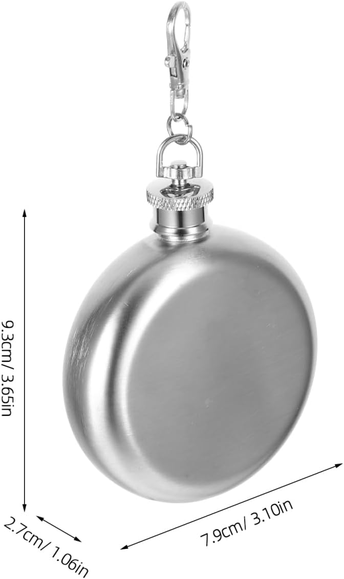 SOLUSTRE 3oz Mini Stainless Steel Flask Keychain Portable Liquor Container for Outdoor Activities Easy to Clean Compact