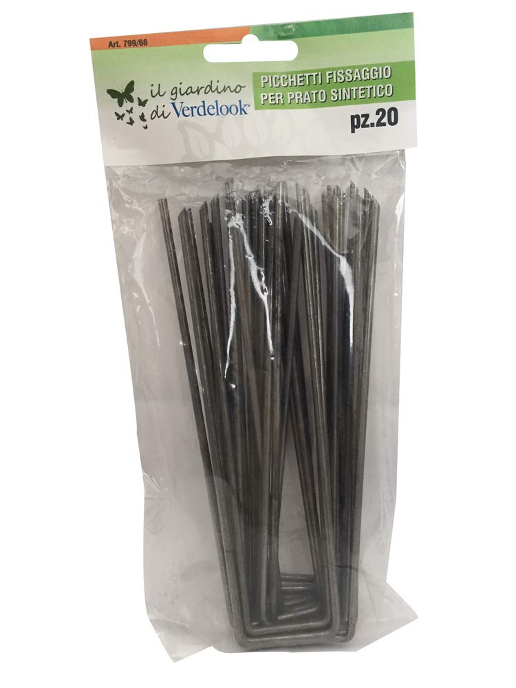 VERDELOOK Picchetti fermaprato zincati per prato artificiale in confezioni da 20pcs