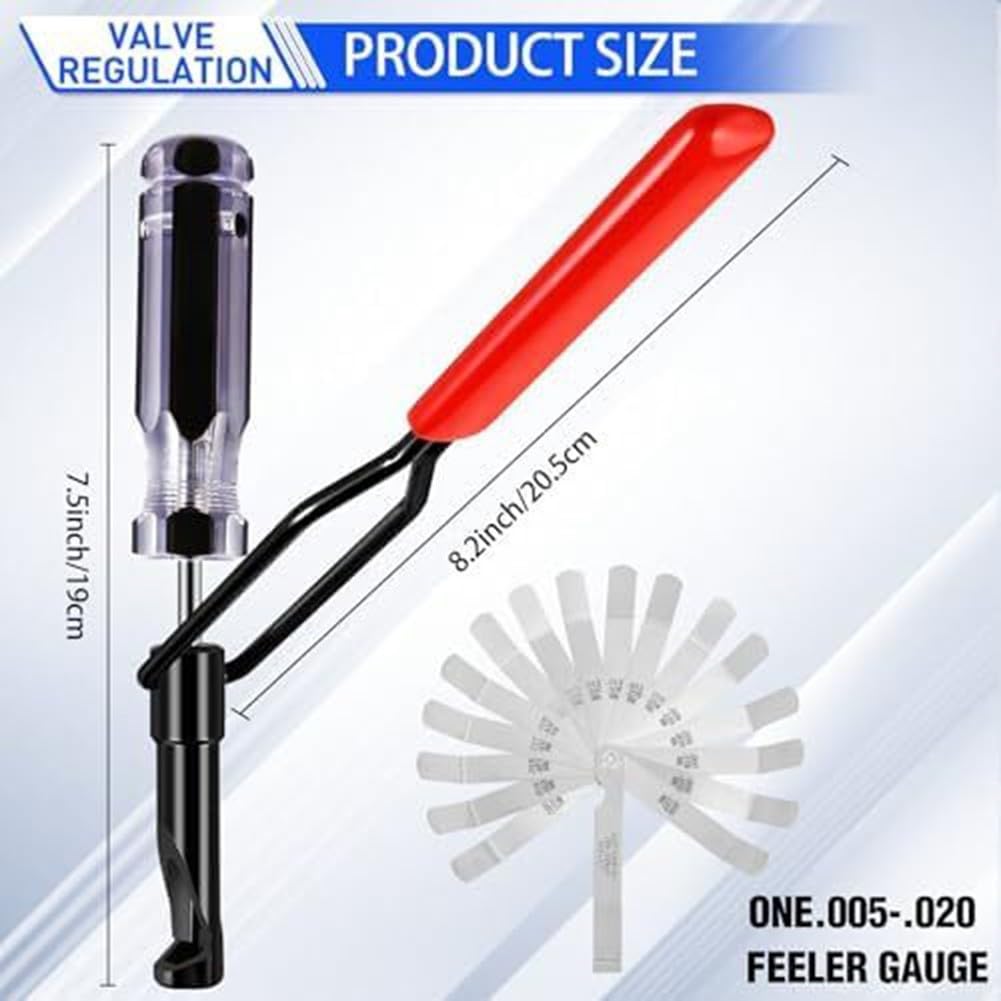 Valve Lash Adjustment Tool Set with Angled Feeler Gauge for Honda for Toyota for Nissan Engines 10mm Nuts Handook Nut Valve Adjustment Tool