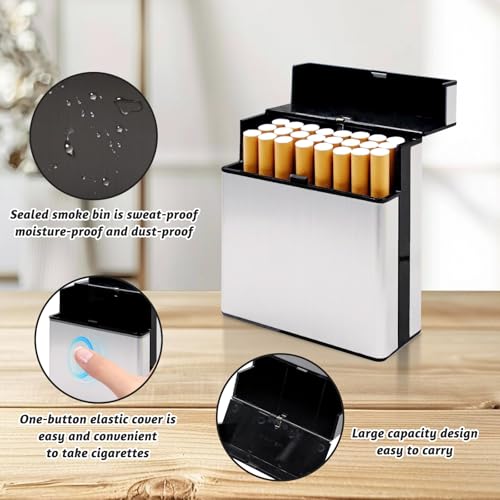 Mritrit 2 Stück Große Metallbox, Retro Metalletui für Herren Geschenk, Vintage Aufbewahrungsbox mit Flip Top und Trennungsdesign für 40 (Schwarz und Silber)