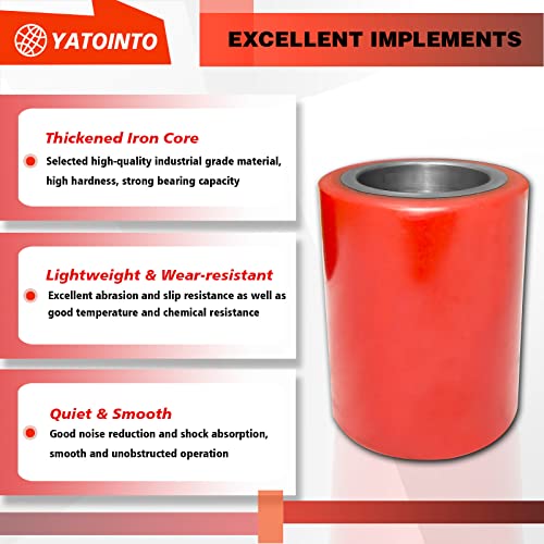pallet jacktruck load wheels full set with axles and entry exit roller 334 x 37534 with bearings id 20mm red pallet jacktruck polyurethane load wheels kit
