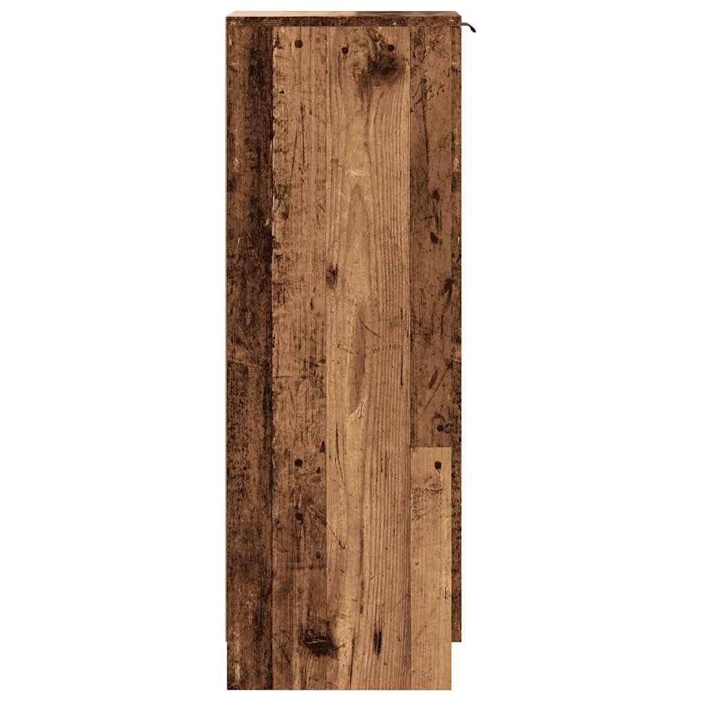 Szafka na buty o wyglądzie starego drewna, materiał drewnopochodny, 29,5 x 35 x 100,5 cm, z drzwiami i półką, wąski stojak na buty z przegródkami, do korytarza, przedpokoju, garderoby