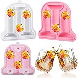 Hoolerry Ice Cube Molds Cube Trays Fun Shapes Silicone Ice Ball Maker with Lid for Whiskey Cocktails Juice Drinks Beverage Crafting Accessories Funny Gift(Pink,Classic Style)