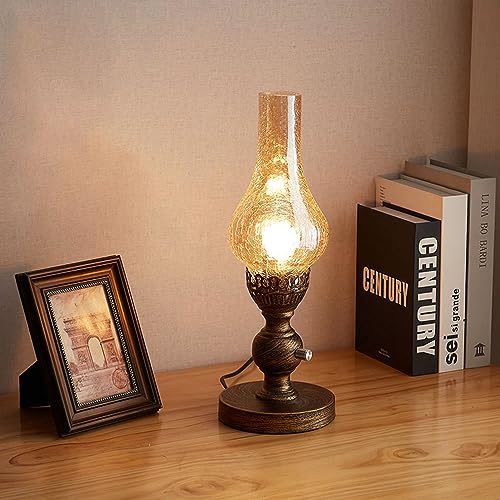 Lampe au kérosène IBalod marron : éclairage de table dimmable rétro - 4