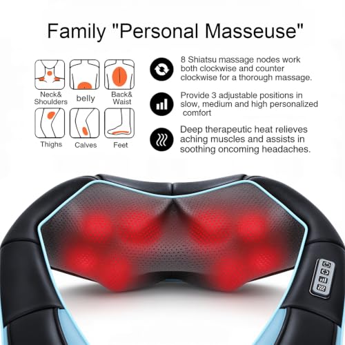 Mo Cuishle Women Men Gifts, Shiatsu Back Shoulder & Neck Massager with Heat - Additional View