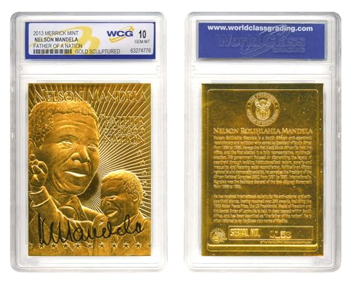 Nelson Mandela Father of a Nation South Africa President 23K Gold Sculpted Signature Card - GEM-Mint 10