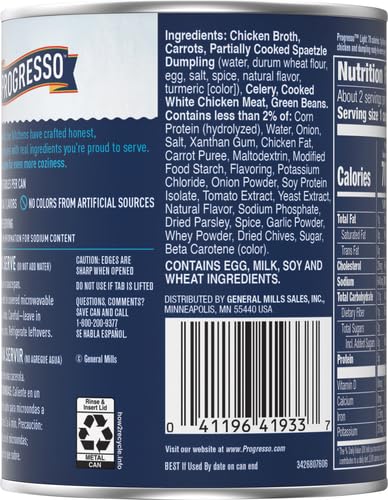 Image of Progresso Light Canned Soup, Chicken and Dumpling Soup, 18.5 oz (Pack of 2)