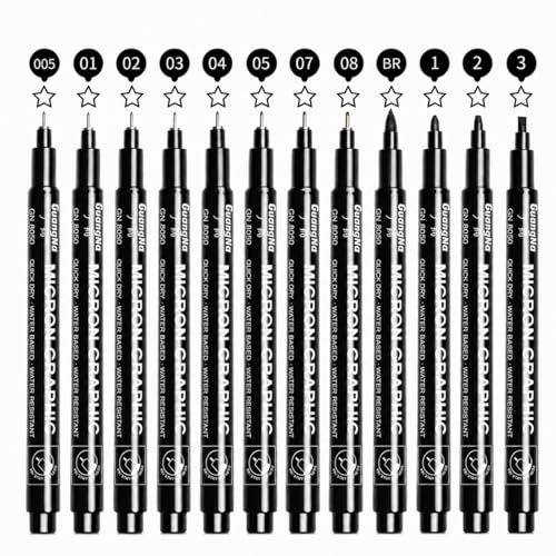 Fineliner Pens 12 Pack Black Technical Drawing Pens Fine Line Markers