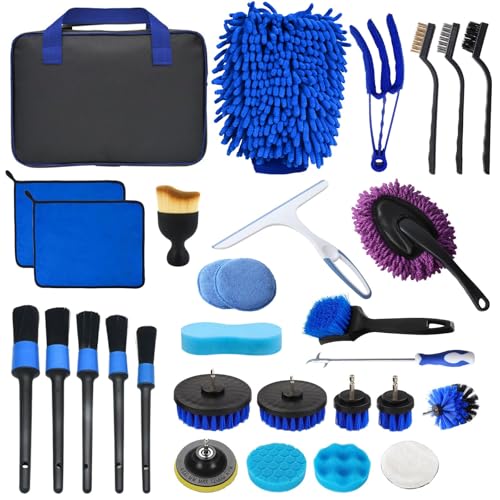 Camiraft Auto Reinigungsset,30PCS Auto Waschen Set, Auto Putz Set Auto Reinigungsset Innenraum, Auto Pflege Set Komplett mit Detailing Pinsel Lüftungsschlitz, Rädern, Haushaltsreinigung
